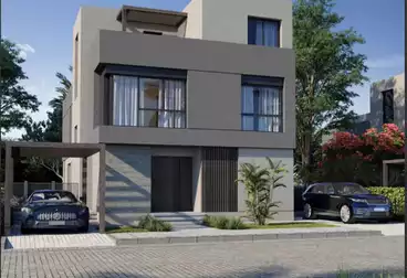 "Middle townhouse overlooking green spaces, available with installment plans over 8 years, in Mostakbal City, YM."