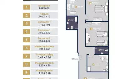 عقارات للبيع - 3 غرف - بالدور 2