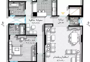 شقق للبيع - 3 غرف - بالدور 7