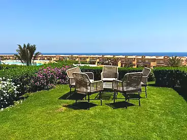 Chalet with Garden For rent in Telal Resort - Roya Group, Ain Sokhna Resorts, 150 sqm