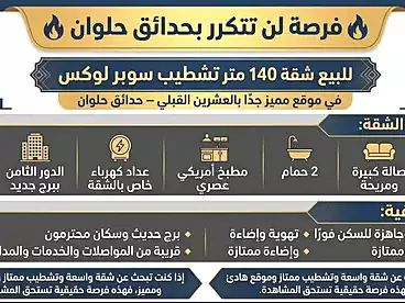 شقق للبيع في شارع كورنيش النيل، حدائق حلوان، 140 متر